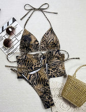 Load image into Gallery viewer, 3 piece leopard bikini set