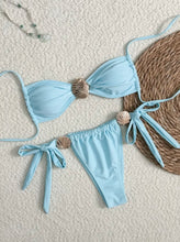 Load image into Gallery viewer, Sky blue gold shell bikini