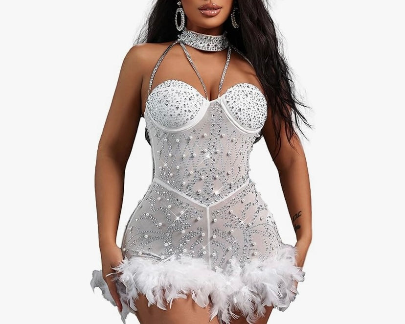 ANGEL elegant rhinestone romper (MTO)