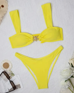 Gold starfish, yellow bikini