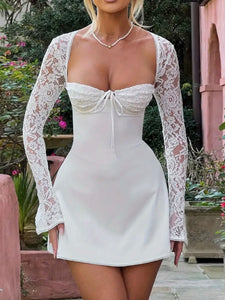 Elegant lace back tie dress