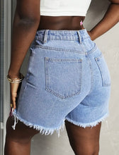 Load image into Gallery viewer, Light blue denim high waist shorts