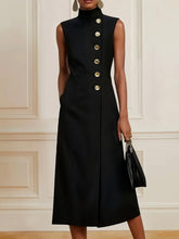 Load image into Gallery viewer, Elegant gold button formal dress