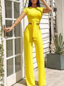 Yellow wide pant 2 piece set