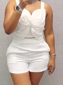 Elegant chic 3D flower short set