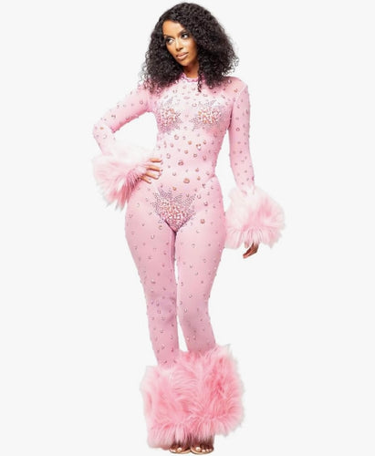Rhinestone Mesh Jumpsuit
