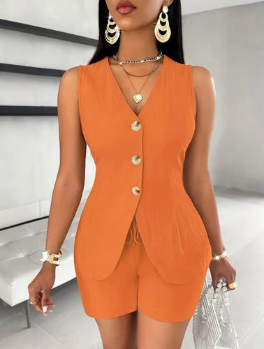 Elegant gold button summer set