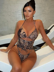 3 piece leopard bikini set