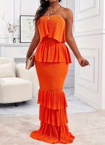 Chic bandeau ruffle hem dress