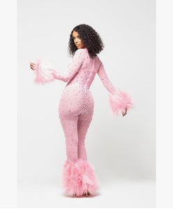 Rhinestone Mesh Jumpsuit
