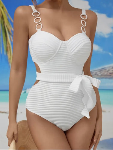 Elegant chic white 1piece swimsuit