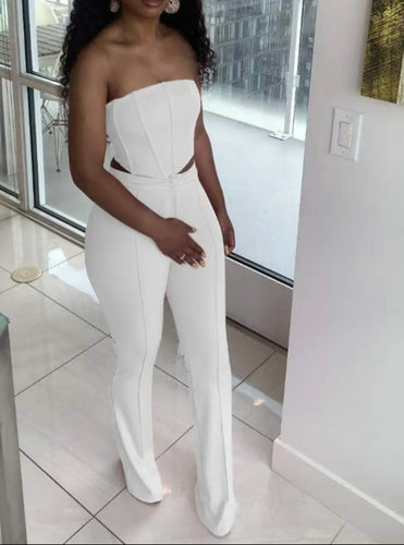 Chic white two piece jumpsuit