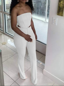 Chic white two piece jumpsuit