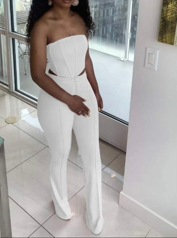 Chic white two piece jumpsuit