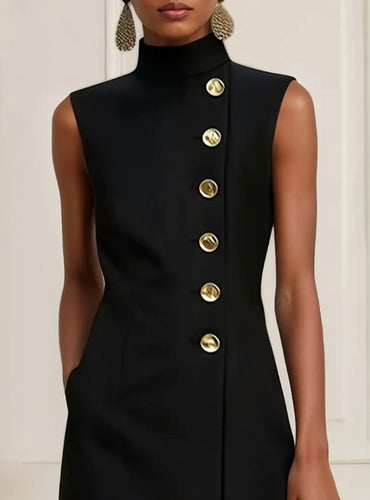Elegant gold button formal dress
